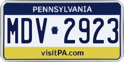 PA license plate MDV2923