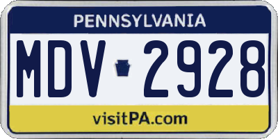 PA license plate MDV2928