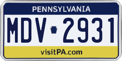 PA license plate MDV2931