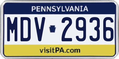 PA license plate MDV2936