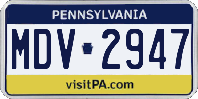 PA license plate MDV2947