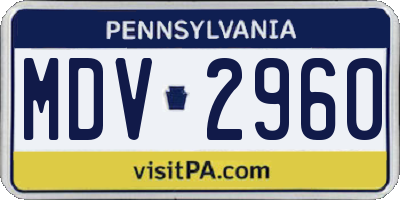 PA license plate MDV2960
