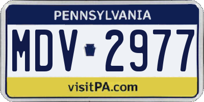 PA license plate MDV2977