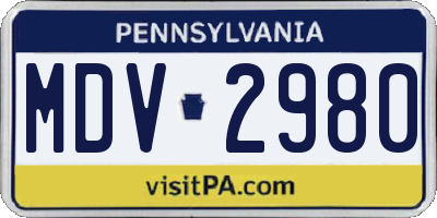 PA license plate MDV2980