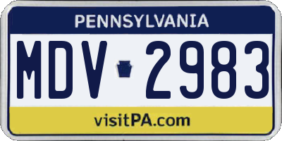 PA license plate MDV2983