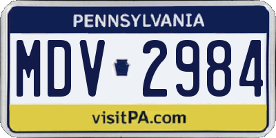 PA license plate MDV2984