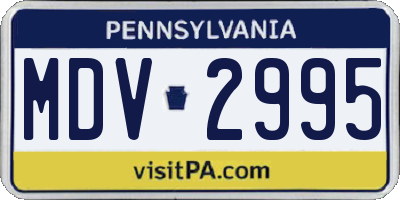 PA license plate MDV2995