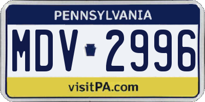 PA license plate MDV2996