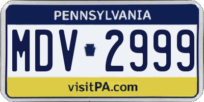 PA license plate MDV2999