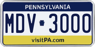 PA license plate MDV3000