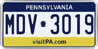 PA license plate MDV3019