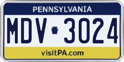 PA license plate MDV3024