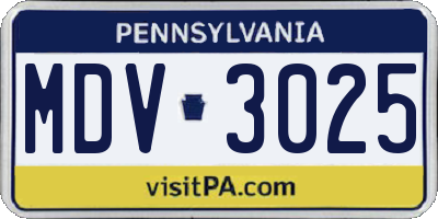 PA license plate MDV3025