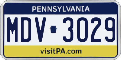 PA license plate MDV3029