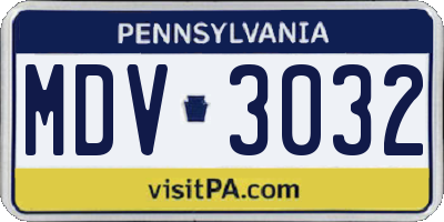 PA license plate MDV3032