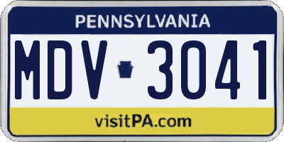 PA license plate MDV3041