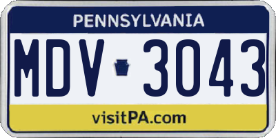 PA license plate MDV3043