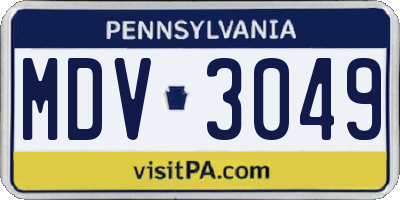 PA license plate MDV3049