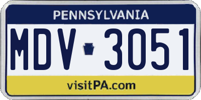 PA license plate MDV3051