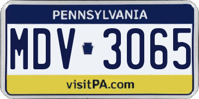 PA license plate MDV3065