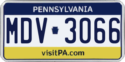 PA license plate MDV3066
