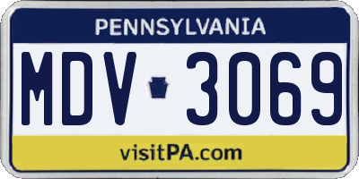PA license plate MDV3069