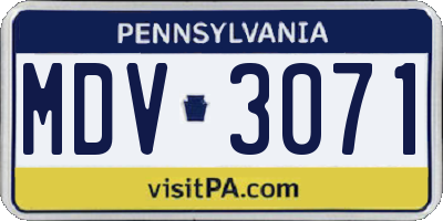 PA license plate MDV3071