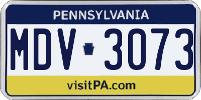 PA license plate MDV3073