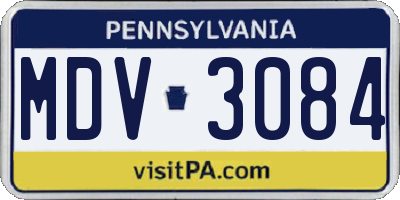 PA license plate MDV3084