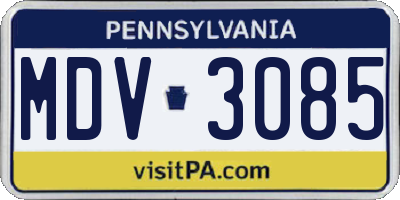 PA license plate MDV3085