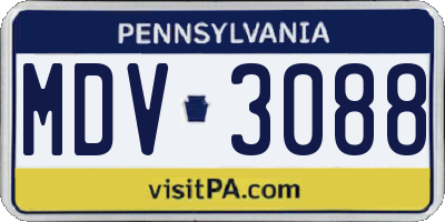 PA license plate MDV3088