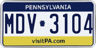 PA license plate MDV3104