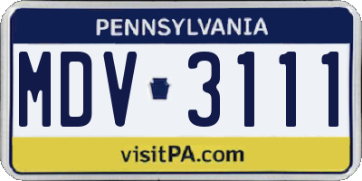 PA license plate MDV3111