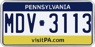 PA license plate MDV3113