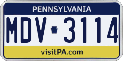 PA license plate MDV3114