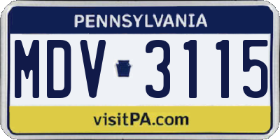 PA license plate MDV3115