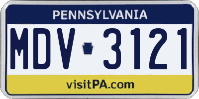 PA license plate MDV3121