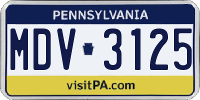 PA license plate MDV3125