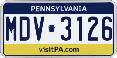 PA license plate MDV3126