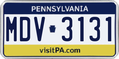 PA license plate MDV3131