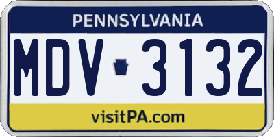 PA license plate MDV3132