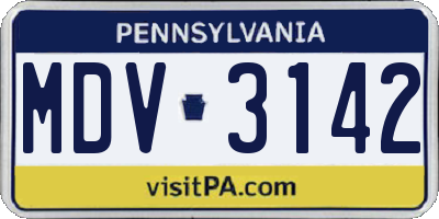 PA license plate MDV3142
