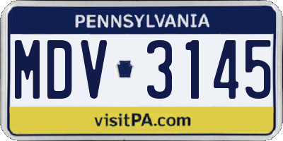 PA license plate MDV3145