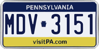 PA license plate MDV3151