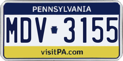 PA license plate MDV3155