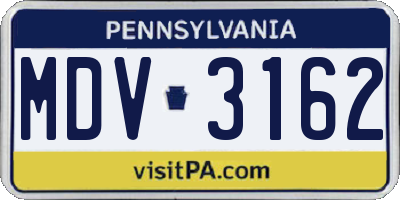 PA license plate MDV3162
