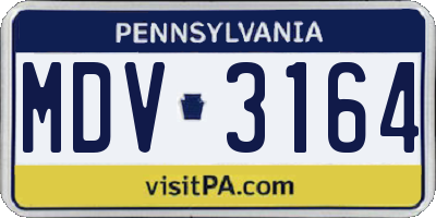 PA license plate MDV3164