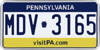 PA license plate MDV3165