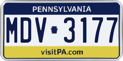 PA license plate MDV3177