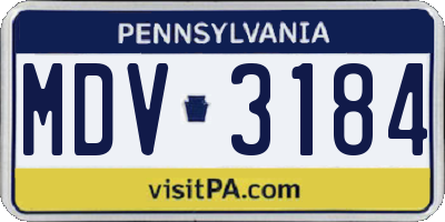PA license plate MDV3184